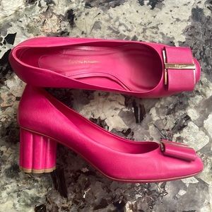 Ferragamo Pink Low Block Heel
